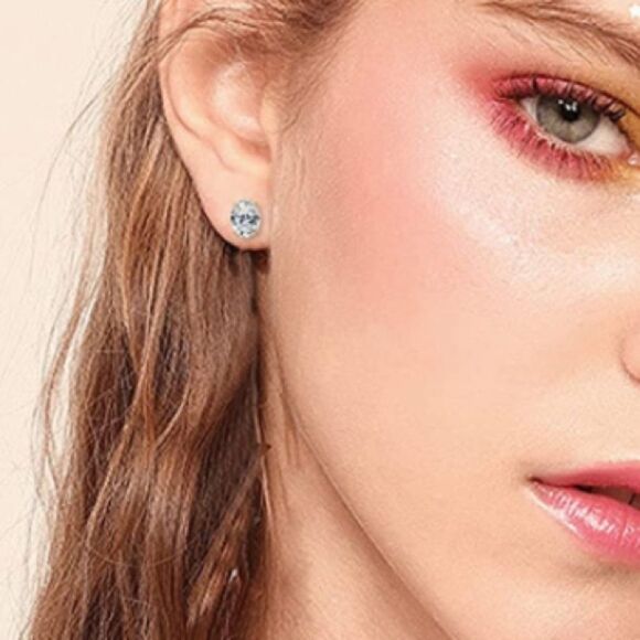 14k Diamond Moissanite 4 Carat Screw Back Solitaire Earrings - Picture 6 of 11